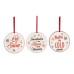 Kerstquotes Plaatjes Rood/Wit Porselein Ass/3 8,5cm