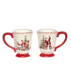 Santa Kerstmok Ass/2 Wit/Rood 12cm