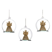 Angel inside ball glass gold/clear 10cm