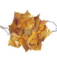 Kerstster Poinsetta Flower on clip gold 43cm