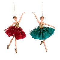 kersthanger Xmas Ballerina Groen/ Rood 15 cm