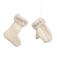 Kerstornament kerstsok Pearl 16,5 cm Schoen/ Handschoen 16,5 cm