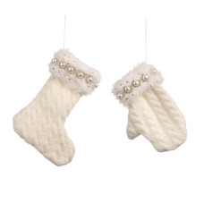 Kerstornament kerstsok Pearl 16,5 cm Schoen/ Handschoen 16,5 cm