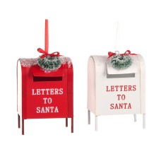 Kersthanger Letters To Santa Box Rood/ Wit 9 cm