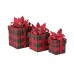 Luxe Gift Box Tartenkleur met Poinsetta Set/3 30 cm