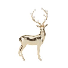 Staand Rendier met Gewei met Parels Goud/Wit 50,5 cm