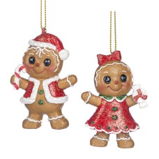 Kerstornament Xmas Gingerbread Boy & Girl 7 cm