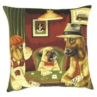 Sierkussen Dogs Playing Poker met vulling