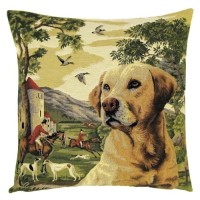 Sierkussen Yellow Labrador in Forest met vulling