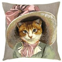 Sierkussen Cat Belle Epoque Pink Ribbon met vulling