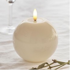 Sille Lacquer Ball LED-kaars  Ivoor – Ø10 x H9 cm