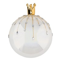 White Pearl King Kerstbal 10 cm Wit/ Goud White Pearl King Kerstbal 10 cm Wit/ Goud
